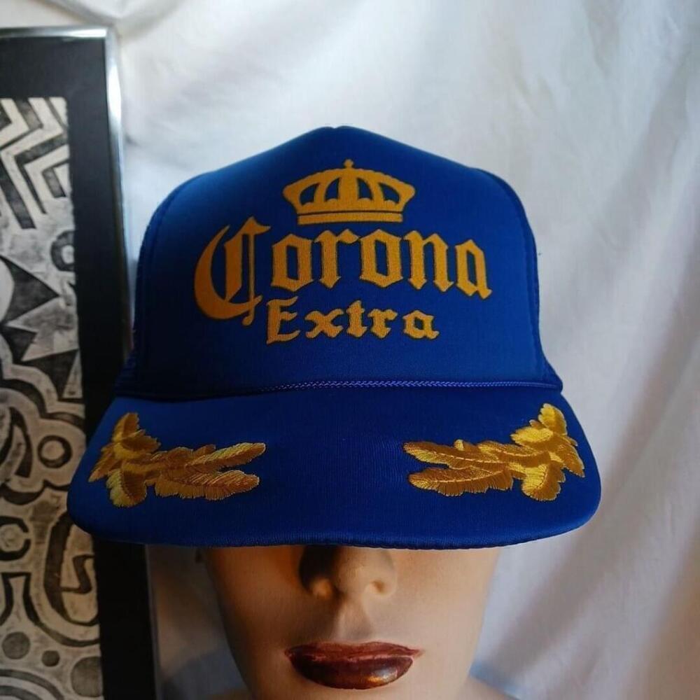 Vintage Corona Beer Trucker Hat Mens Snapback Blue